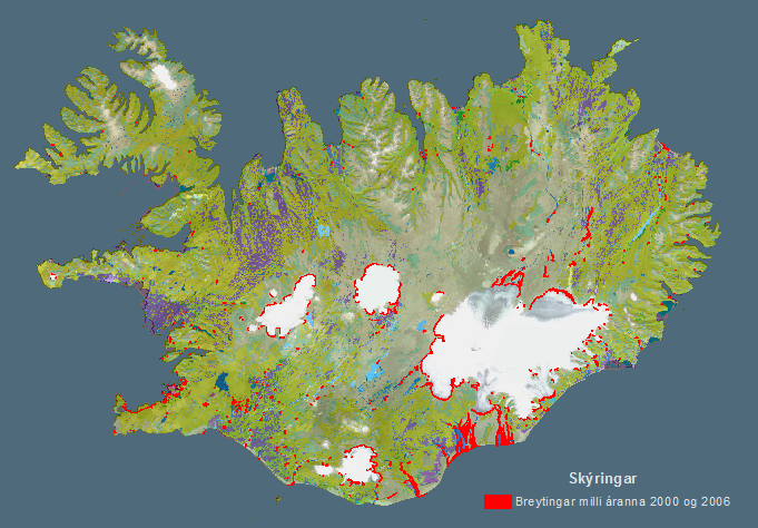 Breytingar á landgerð milli áranna 200 0 og 2006